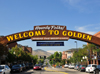 Golden, Jefferson County, Colorado, USA: welcome arch - 'Where the West Lives' - Ford Street - photo by M.Torres