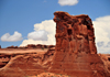 Arches National Park, Utah, USA: Courthouse Towers - Sheep Roc - once part of an arch - photo by M.Torres