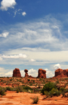 Arches National Park, Utah, USA: Balanced Rock and neighbouring red sandstone formations - photo by M.Torres