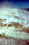 Yellowstone NP, Wyoming, USA: Pamukkale in the new world - Mammoth Hot Springs - Minerva Terrace - fumes - photo by J.Fekete