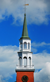 Burlington, Vermont, USA: spire of the Unitarian Church - First Unitarian Universalist Society of Burlington - architect Peter Banner - 152 Pearl Street - photo by M.Torres