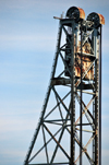 Portsmouth, New Hampshire, USA: Memorial Bridge - detail of the lift mechanism - through truss lift bridge - New England - photo by M.Torres