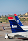 Phoenix, Arizona, USA: tails of US Airways aircraft - airliners at Sky Harbor International Airport - photo by M.Torres