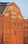 Portland, Maine, New England, USA: red brick warehouse near the harbour - E.Swasey Glass, Pottery and Crockery - photo by M.Torres