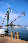 Five Islands, Georgetown Island, Maine, New England, USA: lobster wharf in a quintessential Maine fishing village - crane - photo by M.Torres