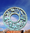 Socorro, New Mexico, USA: sculpture 'the Wheel of History' - pictorial history of over four hundred years - Elfego Baca Heritage Park - photo by M.Torres