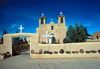 Ranchos de Taos, New Mexico, USA: adobe construction - St.Francis de Assisi Church from outside the walls - photo by J. Fekete