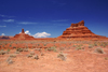 Valley of the Gods, San Juan County, Utah, USA: Rooster Butte (left) and Setting Hen Butte (right) - photo by A.Ferrari