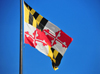 Baltimore, Maryland, USA: Maryland state flag -  Greek crosses terminating in trefoils - coat of arms of the Calvert family - photo by M.Torres