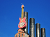 Baltimore, Maryland, USA: Hard Rock Cafe guitar and the original smoke stacks of the old coal-fired Power Plant - Inner Harbor - photo by M.Torres