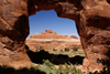 Arches National Park, Grand County, Utah, USA: Pine Tree arch in the Devil's Garden - keyhole view - photo by A.Ferrari