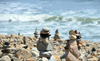 Point Judith, Narragansett, RI, USA: numerous cairns by the sea - photo by M.Torres