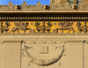 Wilmington, DE, USA: Wilmington Public Library facade detail - architect Henry Hornbostel, Classical Revival style - frieze with winged lions and blue roses, cornucopia and the Lating inscription 'littera scripta manet', i.e. 'the written letter abides' - photo by M.Torres