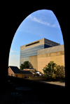 Wilmington, Delaware: State of Delaware Board of Parole building framed by an arch, 820 N French St - photo by M.Torres