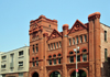 Louisville, Kentucky, USA: Old Fire Station red brick facade on Jefferson Street - former Fire Department Headquarters - Richardsonian Romanesque style, designed by the McDonald Brothers - photo by M.Torres