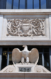 Louisville, Kentucky, USA: facade detail on West Market street - stone eagle - Almsted Brothers Building - listed on the National Register of Historic Places - photo by M.Torres