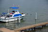 Jeffersonville, Clark County, Indiana, USA: yacht, ducks,  pier and the Ohio river - photo by M.Torres