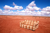 USA - Navajo Nation (Arizona): couch in the desert / checkered sofa / divan - Photo by G.Friedman