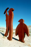 Death Valley (California): prospector and penguin - art - sculpture - Photo by G.Friedman