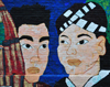 Kansas City, KS, USA: faces in a Hmong mural - 'Facing the Past, Looking to the Future: A Kansas Hmong Storycloth Mural' - 751 Minnesota Ave. - photo by M.Torres