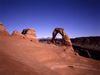 USA - Arches National Park (Utah): Delicate Arch and landscape - freestanding natural arch - shown in Utah license plates - attraction - landmark - near Moab - photo by J.Fekete