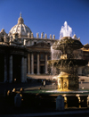 Vatican: St. Peter's Square - fountain and the Basilica - photo by J.Fekete