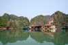 Halong Bay - vietnam: floating village with limestone karsts reflected on the South China Sea - photo by Tran Thai