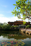 Hue - vietnam: Royal Citadel - causeway and water-lillies on the moat - photo by Tran Thai