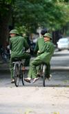 Hanoi - vietnam - uniform of the vietnamese Army - soldiers on bikes - photo by Tran Thai