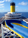 USVI - St. Thomas - top deck of the Costa Magica luxury ocean liner - water slide - photo by G.Friedman