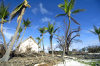 Wake island: church, coconut trees and debris after a Super Typhoon - photo by USAF / Tech. Sgt. Shane A. Cuomo