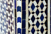Layoune / El Aaiun, Saguia el-Hamra, Western Sahara: Moroccan tiles - white and blue Zellige - Laayoune Moulay Abdel Aziz Great Mosque - photo by M.Torres