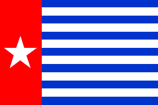 West Papua Niugini / Irian Jaya / Papua Ocidental / Western New Guinea - flag - 'Morning Star'. Papua, formerly known as Irian Jaya. Papua has vast oil and mineral reserves. But it remains under-developed, with its people leading a traditional and basic existence. Dutch kept control of province when Indonesia gained independence in 1940. Annexed by Indonesia in 1963. Its people are Melanesians, while the majority of Indonesians are Malays. Guerrillas of the Free Papua Movement (OPM) are fighting for independence while the political struggle is advanced by the Papuan Presidium Council (PDP).