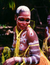 West Papua / Irian Jaya / Western New Guinea - Owus village: tribal woman dancing - body painting - photo by G.Frysinger