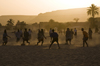 Shibam, Hadhramaut Governorate, Yemen: locals playing soccer at sun down - football in the sand - photo by J.Pemberton