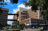 Lusaka, Zambia: Kenneth Kaunda House with bridges to the Bank of Zambia - Cairo Road - Central Business District - photo by M.Torres