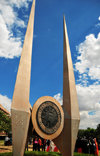 Lusaka, Zambia: golden needles - monument to the 3rd Conference of Non-Aligned Countries, held in Lusaka in 1970 - Haile Selassie Ave and Independence Ave - photo by M.Torres